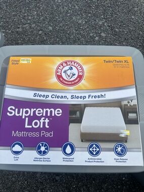 ARM & HAMMER SUPREME LOFT MATTRESS PAD:  NEW IN BOX: SIZE TWIN/TWIN XL